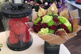 Christmas rose and hydrangea and luxury rose bear
