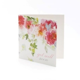 Get Well Soon Watercolour Flowers Greetings Card