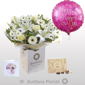 Meadow Handtied  with Mothers Day Balloon , Chocolates and Mothers Day Card