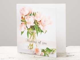 Pink Peony Thinking of You Greetings Card